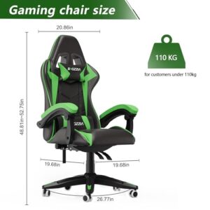 Chaise Gaming Ergonomique Bigzzia avec LED, Dossier Réglable et Support Lombaire