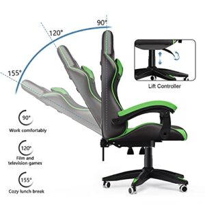 Chaise Gaming Ergonomique Bigzzia avec LED, Dossier Réglable et Support Lombaire