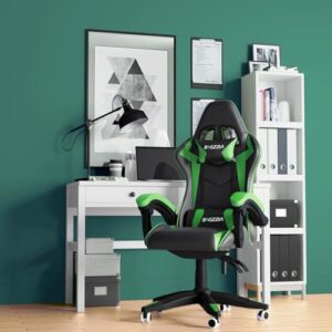 Chaise Gaming Ergonomique Bigzzia avec LED, Dossier Réglable et Support Lombaire