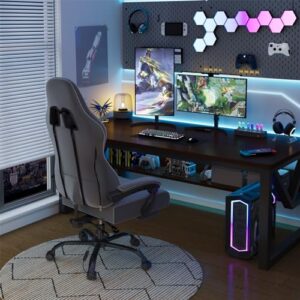 Chaise Gaming Ergonomique Devoko avec Massage, Appui-tête et Repose-Pied