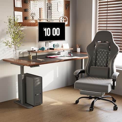 Chaise Gaming Ergonomique Devoko avec Massage, Appui-tête et Repose-Pied