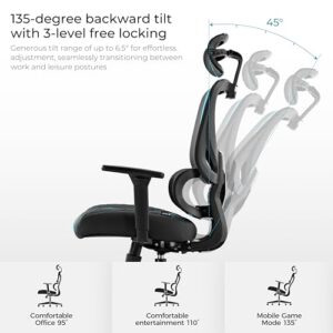 Chaise Gaming Ergonomique Eureka Ergonomic avec Dossier Inclinable et Accoudoirs 3D