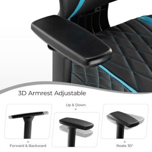 Chaise Gaming Ergonomique Eureka Ergonomic avec Dossier Inclinable et Accoudoirs 3D