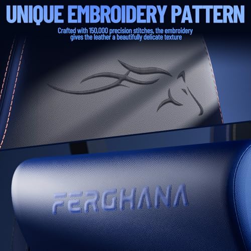 Chaise Gaming Ergonomique Ferghana F06 avec Appui-tête et Repose-Pied Bleu