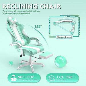 Chaise Gaming Ergonomique Ferghana avec Massage, Repose-Pieds et Coussin Lombaire