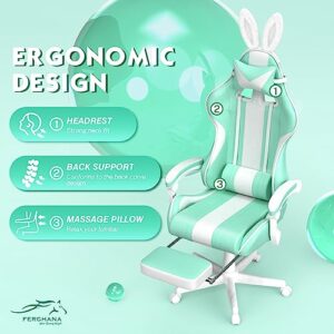 Chaise Gaming Ergonomique Ferghana avec Massage, Repose-Pieds et Coussin Lombaire