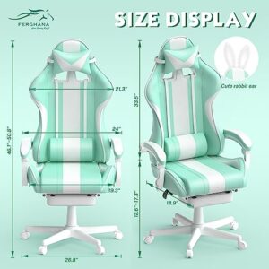 Chaise Gaming Ergonomique Ferghana avec Massage, Repose-Pieds et Coussin Lombaire