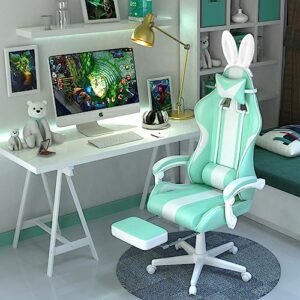 Chaise Gaming Ergonomique Ferghana avec Massage, Repose-Pieds et Coussin Lombaire