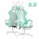 Chaise Gaming Ergonomique Ferghana avec Massage, Repose-Pieds et Coussin Lombaire