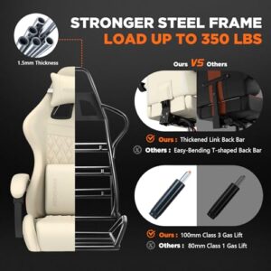 Chaise Gaming Ergonomique Ferghana avec Repose-Pied et Support Lombaire Blanc