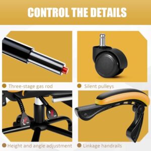 Chaise Gaming Ergonomique Fruyyzl Jaune avec Dossier et Appui-tête Réglables