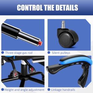 Chaise Gaming Ergonomique Fruyyzl avec Dossier et Soutien Lombaire (Bleu)