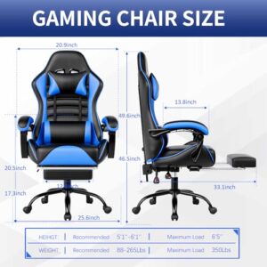 Chaise Gaming Ergonomique Fruyyzl avec Dossier et Soutien Lombaire (Bleu)