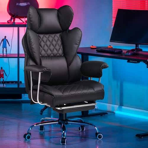Chaise Gaming Ergonomique GTPLAYER avec Support Lombaire et Repose-Pieds Noir