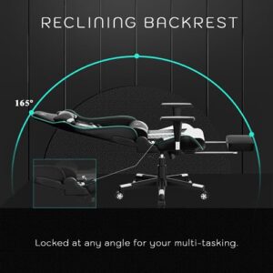 Chaise Gaming Ergonomique HLFURNIEU avec Repose-Pied, Appui-tête et Support Lombaire