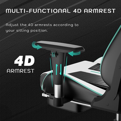 Chaise Gaming Ergonomique HLFURNIEU avec Repose-Pied, Appui-tête et Support Lombaire