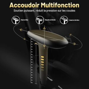 Chaise Gaming Ergonomique HLFURNIEU avec Repose-Pied et Support Lombaire Noir