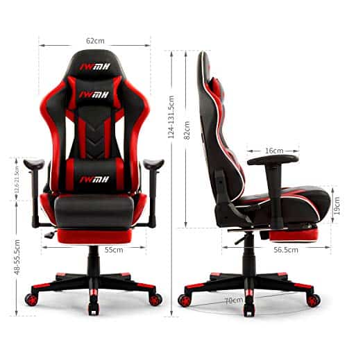 Chaise Gaming Ergonomique Intimate WM Heart avec Repose-Pieds Rouge