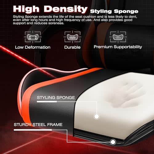 Chaise Gaming Ergonomique OneGame, Réglable en Hauteur, Orange, 150KG