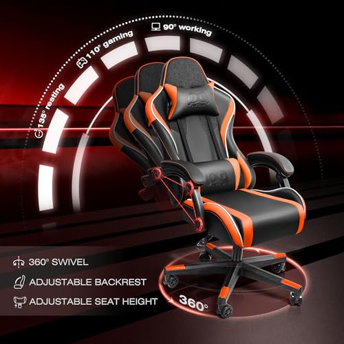 Chaise Gaming Ergonomique OneGame, Réglable en Hauteur, Orange, 150KG