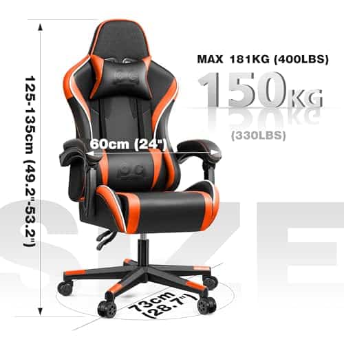 Chaise Gaming Ergonomique OneGame, Réglable en Hauteur, Orange, 150KG