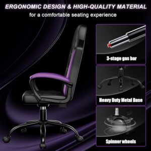 Chaise Gaming Ergonomique Pourpre Réglable pour Adultes et Adolescents