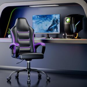 Chaise Gaming Ergonomique Pourpre Réglable pour Adultes et Adolescents