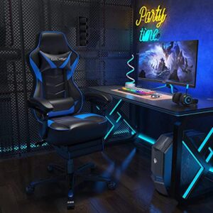 Chaise Gaming Ergonomique YU YUSING Noir et Bleu avec Repose-Pieds Rétractable