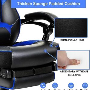 Chaise Gaming Ergonomique YU YUSING Noir et Bleu avec Repose-Pieds Rétractable