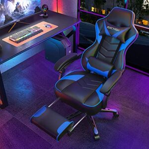 Chaise Gaming Ergonomique YU YUSING Noir et Bleu avec Repose-Pieds Rétractable