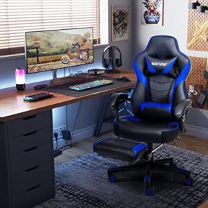 Chaise Gaming Ergonomique YU YUSING Noir et Bleu avec Repose-Pieds Rétractable