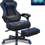 Chaise Gaming Ergonomique YU YUSING Noir et Bleu avec Repose-Pieds Rétractable