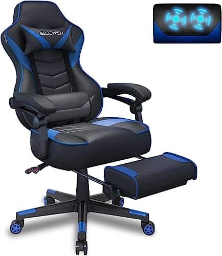 Chaise Gaming Ergonomique YU YUSING Noir et Bleu avec Repose-Pieds Rétractable