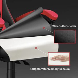 Chaise Gaming Ergonomique avec Coussin Lombaire et Appuie-Tête – Rouge