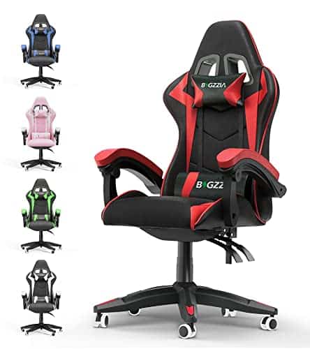 Chaise Gaming Ergonomique avec Coussin Lombaire et Appuie-Tête – Rouge