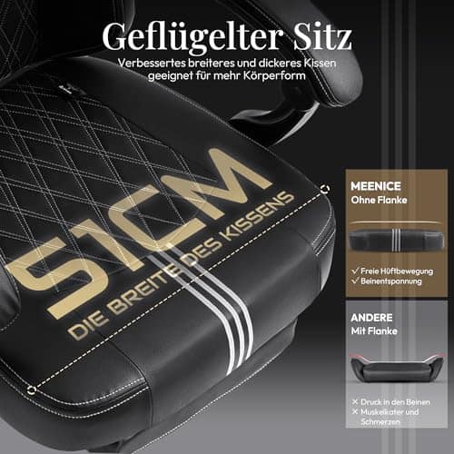 Chaise Gaming Ergonomique avec Repose-Pieds et Massage Noir – MEENICE