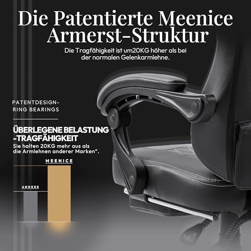 Chaise Gaming Ergonomique avec Repose-Pieds et Massage Noir – MEENICE