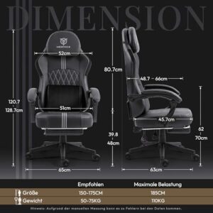 Chaise Gaming Ergonomique avec Repose-Pieds et Massage Noir – MEENICE