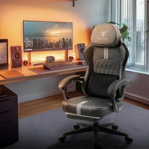 Chaise Gaming Ergonomique avec Repose-Pieds et Massage Noir – MEENICE