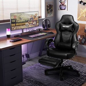 Chaise Gaming Ergonomique avec Repose-Pieds et Système de Soutien Lombaire Noir