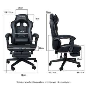 Chaise Gaming Ergonomique avec Repose-Pieds et Système de Soutien Lombaire Noir