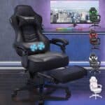 Chaise Gaming Ergonomique avec Repose-Pieds et Système de Soutien Lombaire Noir