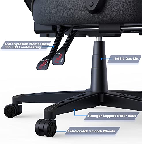 Chaise Gaming Ergonomique avec Repose-Pieds et Système de Soutien Lombaire Noir