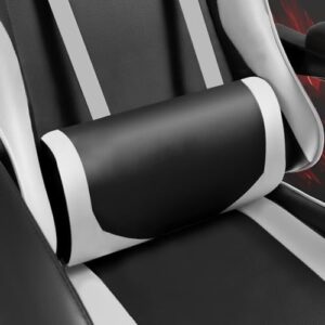 Chaise Gaming Frixovel Réglable avec Repose-Pieds Télescopique Noir et Blanc