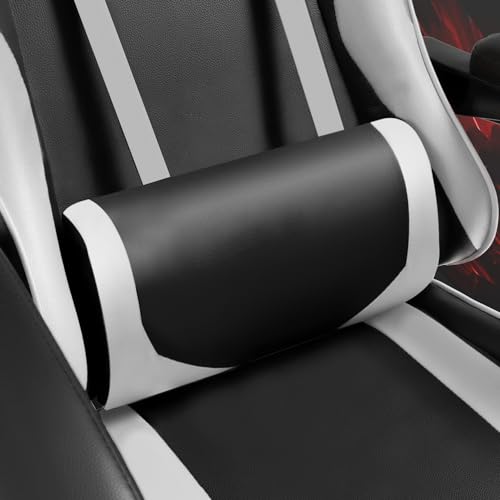 Chaise Gaming Frixovel Réglable avec Repose-Pieds Télescopique Noir et Blanc