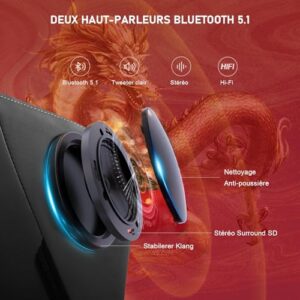 Chaise Gaming GTPLAYER Dragon Series Ergonomique avec Haut-Parleur Bluetooth et Repose-Pieds