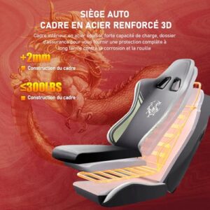 Chaise Gaming GTPLAYER Dragon Series Ergonomique avec Haut-Parleur Bluetooth et Repose-Pieds