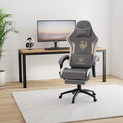 Chaise Gaming GTPLAYER Dragon Series Ergonomique avec Haut-Parleur Bluetooth et Repose-Pieds