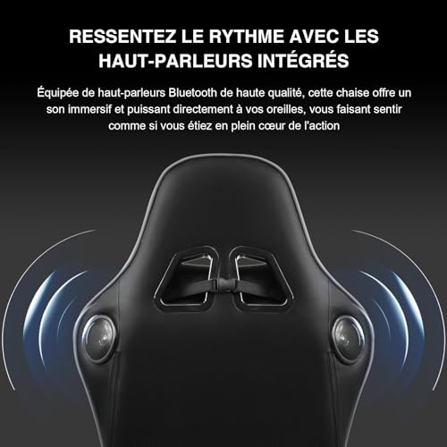 Chaise Gaming GTPLAYER Ergonomique avec Repose-Pieds et Haut-Parleur Bluetooth