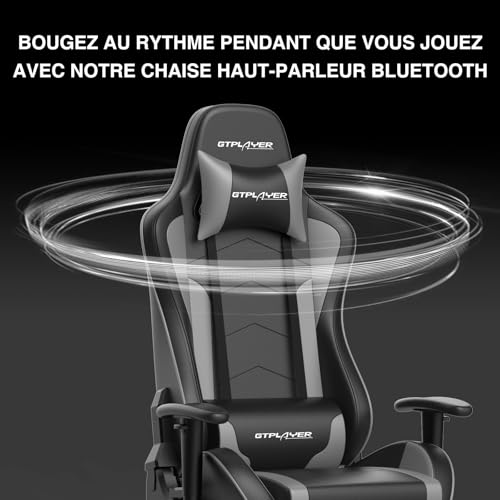 Chaise Gaming GTPLAYER Ergonomique avec Repose-Pieds et Haut-Parleur Bluetooth